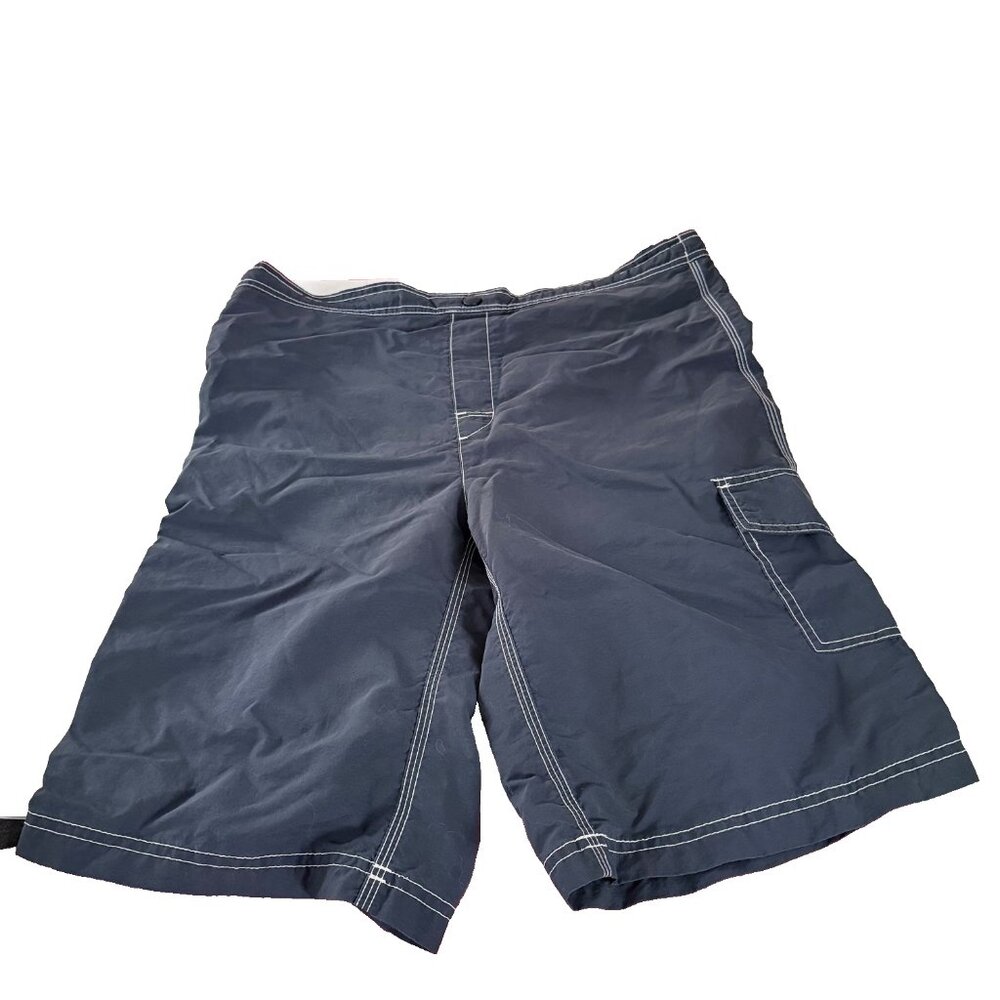 Lands End Boys XL 18-20 Navy Swim Trunks Cargo Pocket Mesh Lined Board‎ Shorts